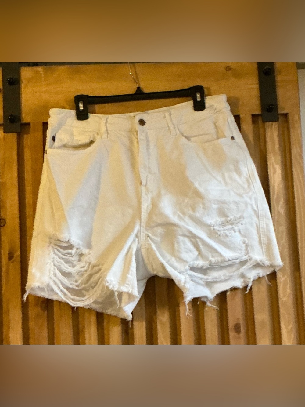 Judy Blue White Distressed Denim Shorts